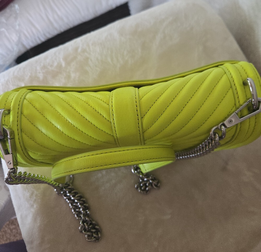Rebecca Minkoff Neon Yellow Quilted Crossbody Shoulder Bag - Picture 5 of 7